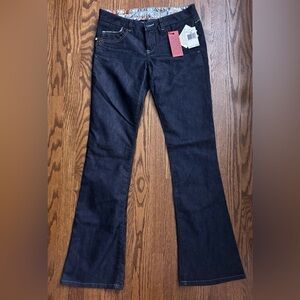 Guess Y2K Low Rise Dark Wash Jeans with Flower Detail Size 28 NWT